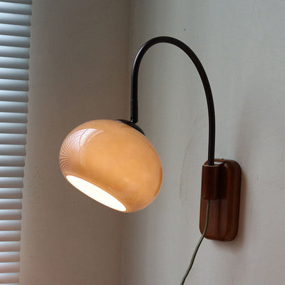 Minimalistyczna Lampa Ścienna Ze Szkła I Litego Drewna | Europejski Design