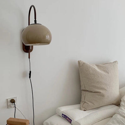 Minimalistyczna Lampa Ścienna Ze Szkła I Litego Drewna | Europejski Design