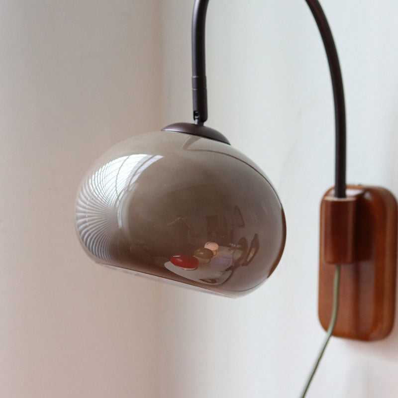 Minimalistyczna Lampa Ścienna Ze Szkła I Litego Drewna | Europejski Design