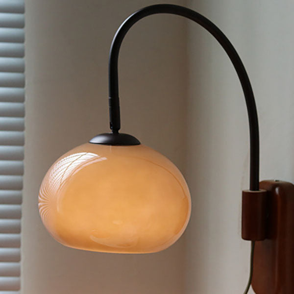 Minimalistyczna Lampa Ścienna Ze Szkła I Litego Drewna | Europejski Design