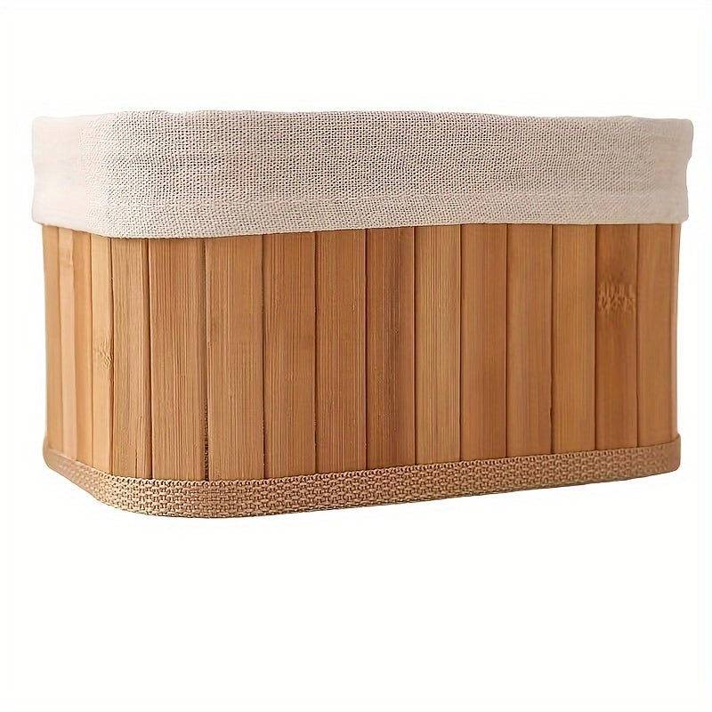 Zestaw Bambusowych Koszyków (4 Sztuki) | Naturalne Kosze Do Przechowywania Z Wyjmowaną Bawełnianą Wyściółką