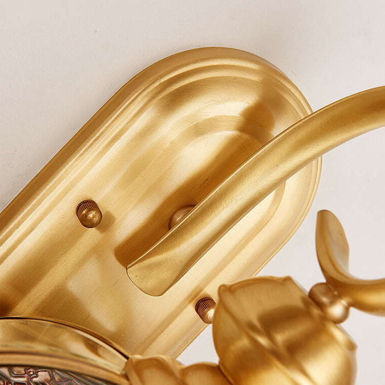 Europejska Nowoczesna Sześciokątna Lampa | Miedziana Szklana Wodoodporna Lampa Ścienna Na Zewnątrz