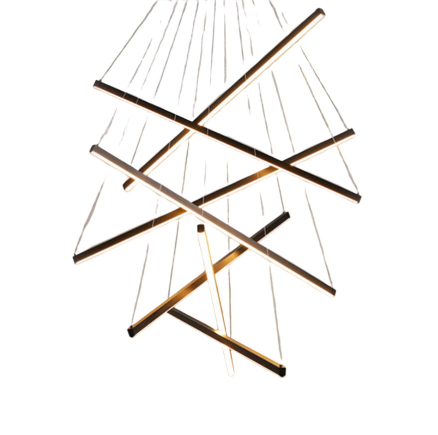 Minimalistyczny Metalowy Led Kandelabr | Nowoczesna Lampa Wisząca Do Lobby