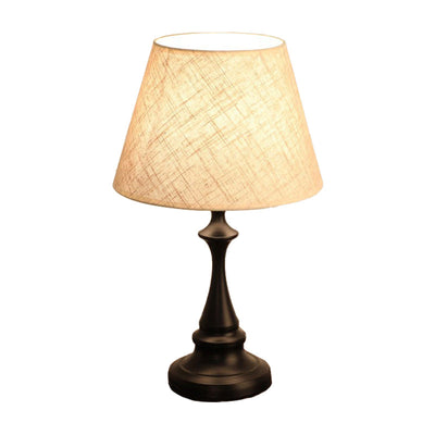 Nordic Empire Shade Natlampe Stof 1 | Lampa Stołowa z Cylindryczną/Królewską Podstawą w Kolorze Czarnym/Białym