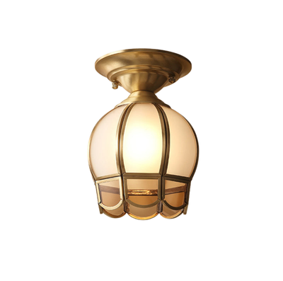 Minimalistyczna Metalowa Lampa Sufitowa z Falbanką | Prosta Żarówka w Mosiądzu