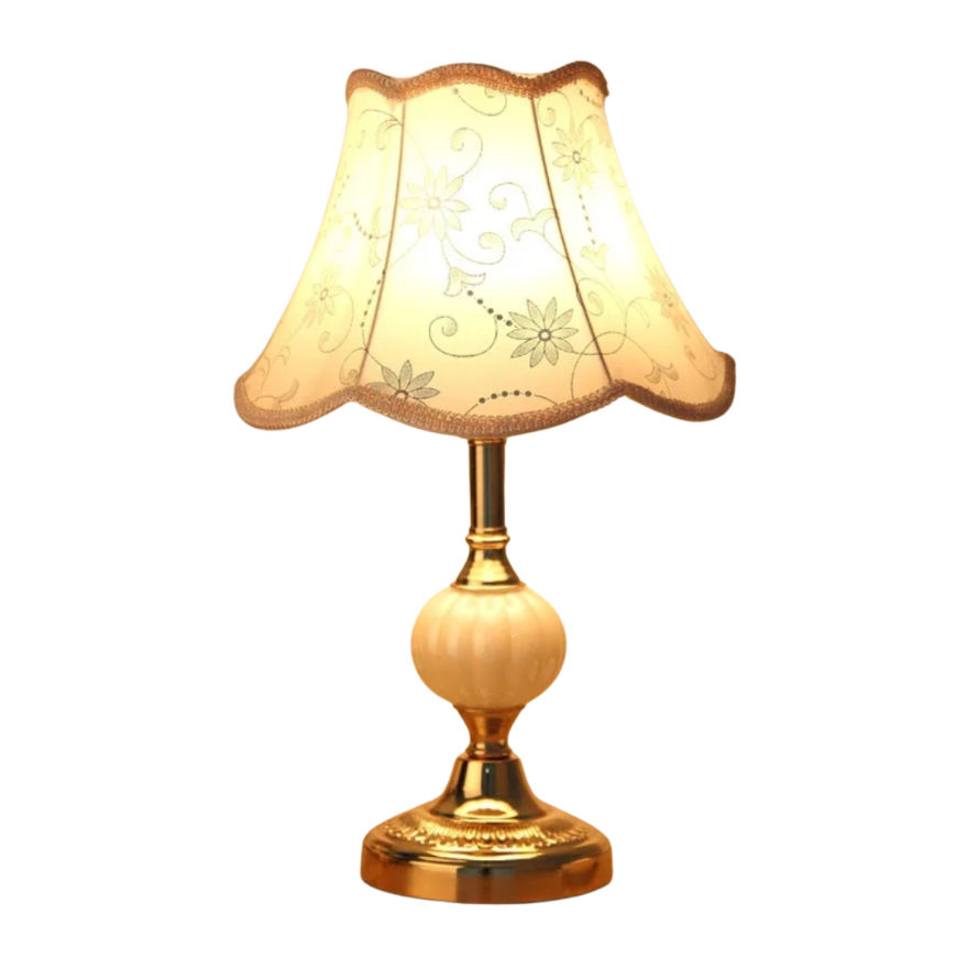 Floralis Lampa Stołowa | Klasyczna Lampa Z Abażurem Z Tkaniny