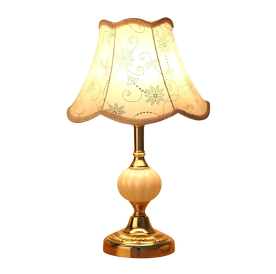 Floralis Lampa Stołowa | Klasyczna Lampa Z Abażurem Z Tkaniny