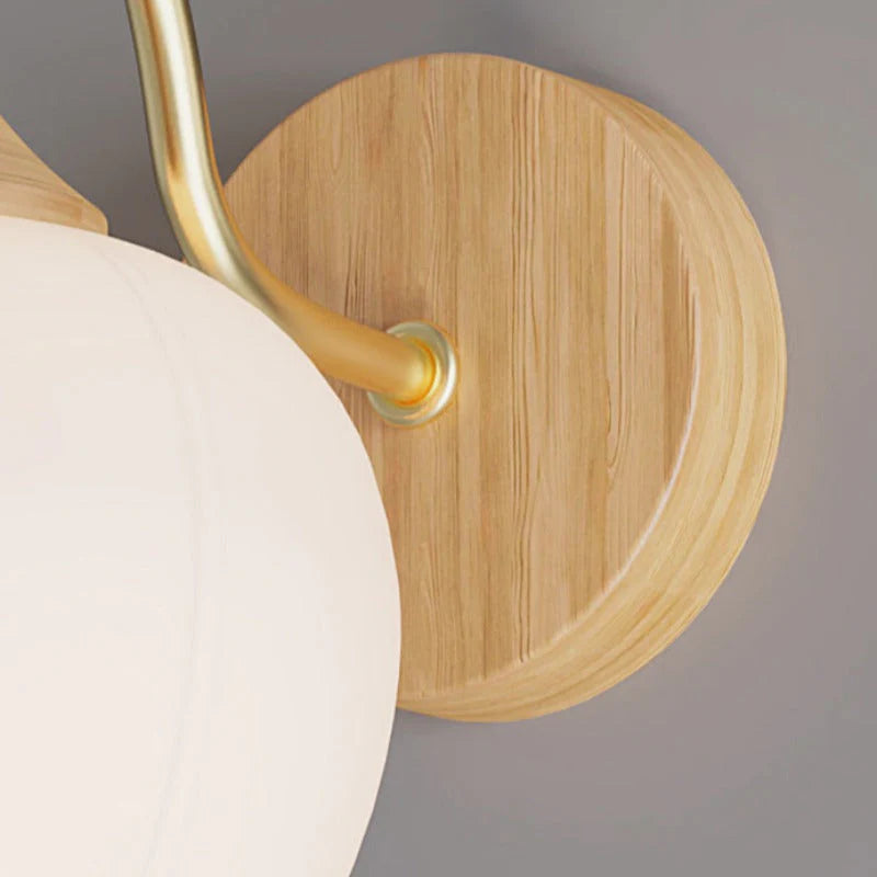 Ozawa Nordic | Kinkiet LED Ze Szkła I Drewna Do Sypialni I Salonu