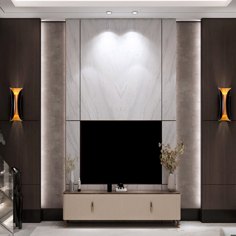 Nowoczesna Lampa Ścienna Curl | 13"/21"/30" Wysokość 2 Źródła Światła Metaliczna Wewnętrzna Lampa Ścienna w Kolorze Czarnym