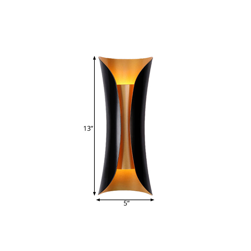 Nowoczesna Lampa Ścienna Curl | 13"/21"/30" Wysokość 2 Źródła Światła Metaliczna Wewnętrzna Lampa Ścienna w Kolorze Czarnym