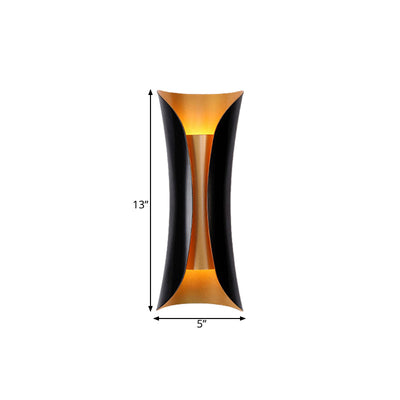 Nowoczesna Lampa Ścienna Curl | 13"/21"/30" Wysokość 2 Źródła Światła Metaliczna Wewnętrzna Lampa Ścienna w Kolorze Czarnym