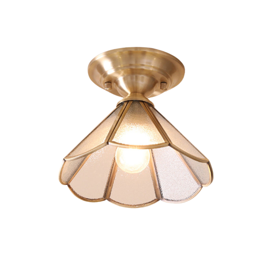 Minimalistyczna Metalowa Lampa Sufitowa z Falbanką | Prosta Żarówka w Mosiądzu