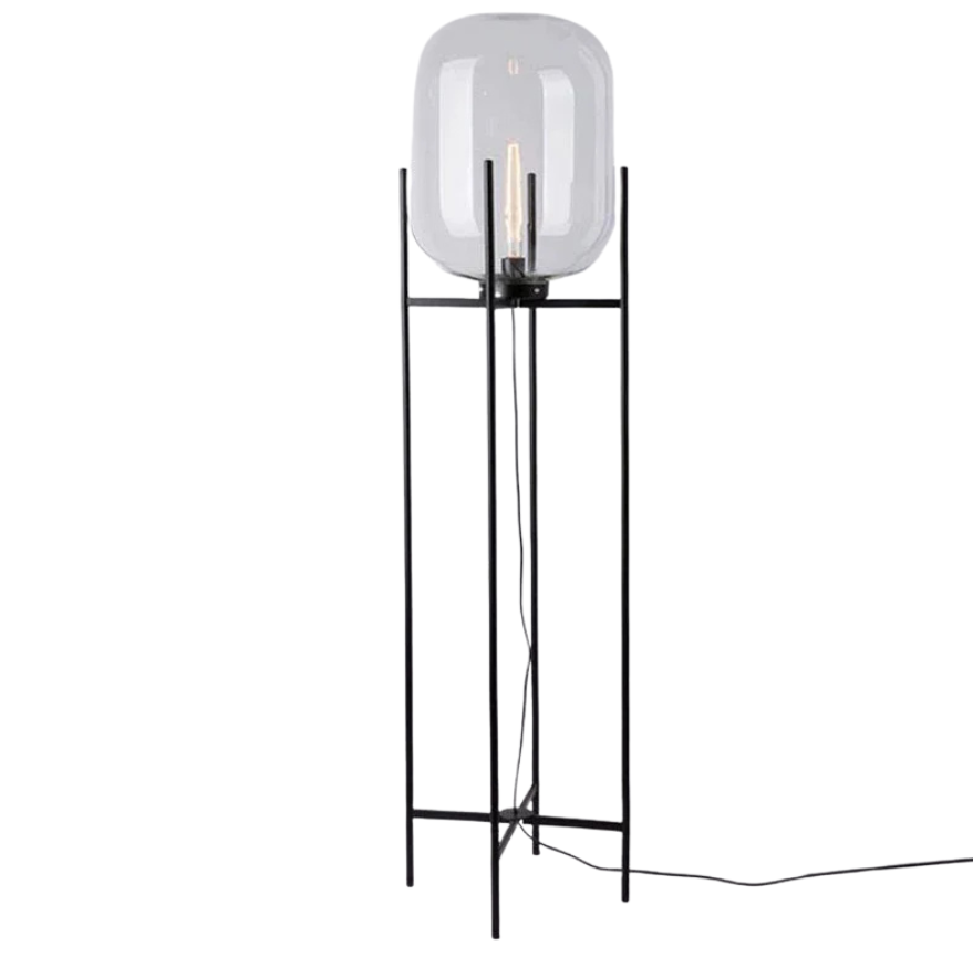 Lampa Podłogowa Riva | Lampa Stojąca Ze Szkła Dymionego Metalu