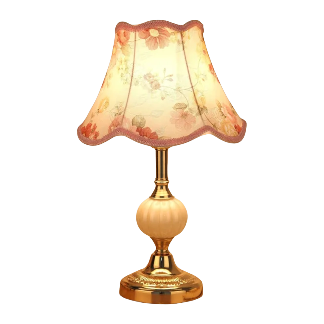 Floralis Lampa Stołowa | Klasyczna Lampa Z Abażurem Z Tkaniny
