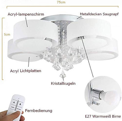 Kryształowy Promień | Kryształowy Plafon Led Z 7 Żarówkam