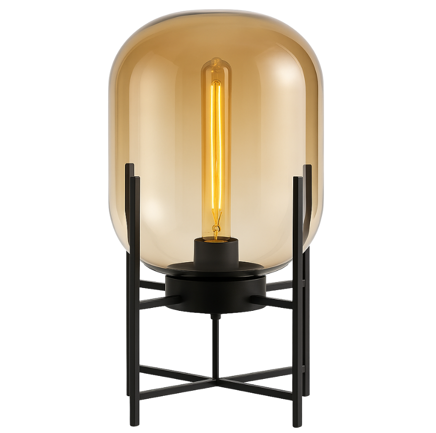 Lampa Podłogowa Riva | Lampa Stojąca Ze Szkła Dymionego Metalu