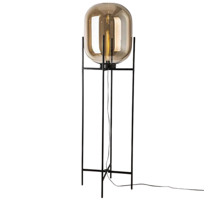 Lampa Podłogowa Riva | Lampa Stojąca Ze Szkła Dymionego Metalu