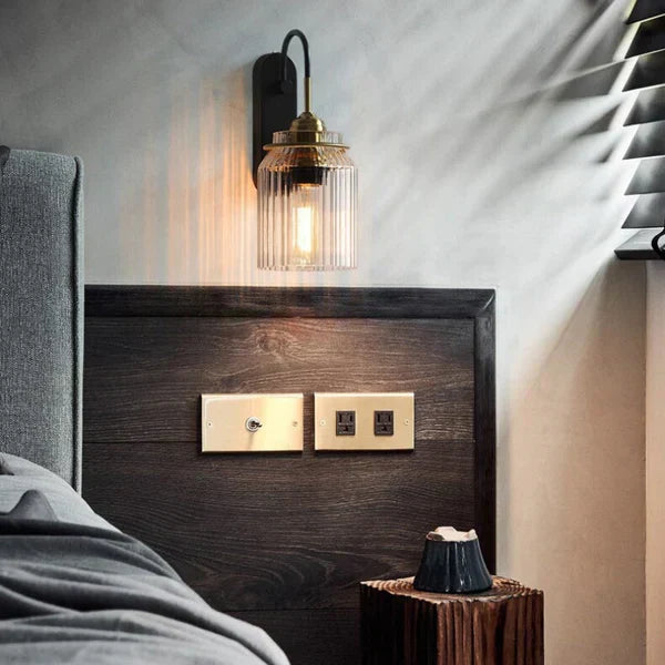 Vintage Glow | Kinkiet Z Przezroczystym Kloszem Szklanym