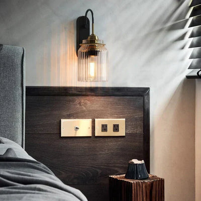 Vintage Glow | Kinkiet Z Przezroczystym Kloszem Szklanym