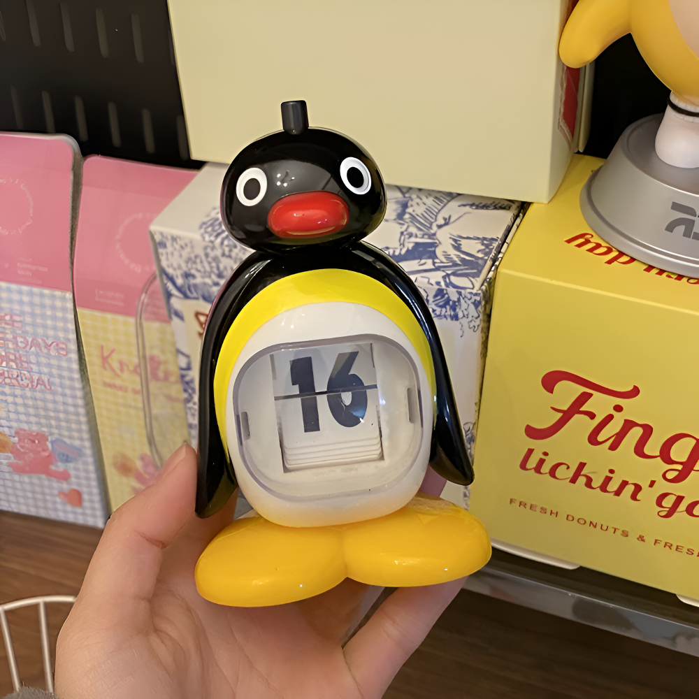 B/W Hue Penguin Kalendarz | Urokliwa Dekoracja Biurkowa i Funkcjonalny Tracker Daty