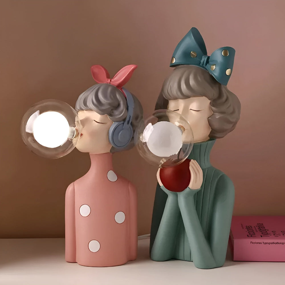 BubbleFairies Lampa Stołowa | Uroczy Kwartet Statui Dziewczynek z Bajek