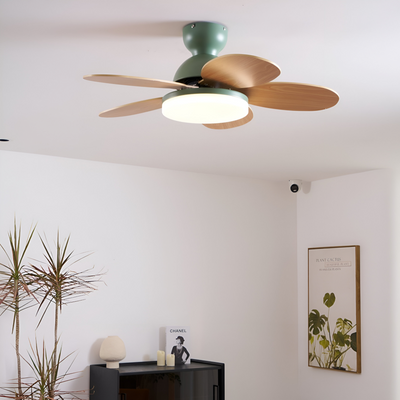 Kolorowy Design Wentylatora sufitowego z Kwiatowym Liściem | Zintegrowane Światło LED