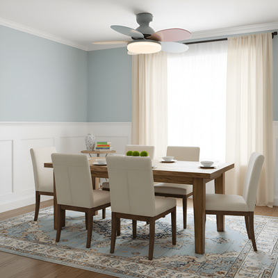 Kolorowy Design Wentylatora sufitowego z Kwiatowym Liściem | Zintegrowane Światło LED