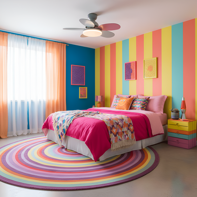 Kolorowy Design Wentylatora sufitowego z Kwiatowym Liściem | Zintegrowane Światło LED