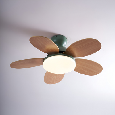 Kolorowy Design Wentylatora sufitowego z Kwiatowym Liściem | Zintegrowane Światło LED