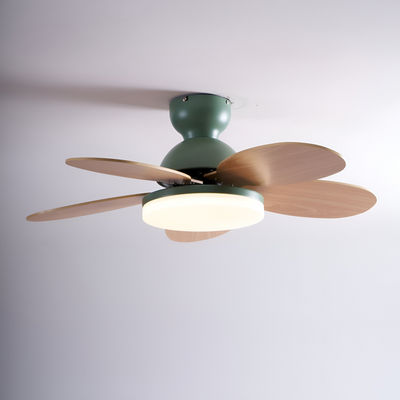 Kolorowy Design Wentylatora sufitowego z Kwiatowym Liściem | Zintegrowane Światło LED