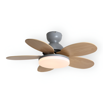 Kolorowy Design Wentylatora sufitowego z Kwiatowym Liściem | Zintegrowane Światło LED