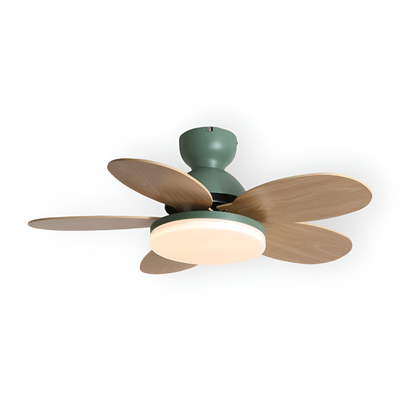 Kolorowy Design Wentylatora sufitowego z Kwiatowym Liściem | Zintegrowane Światło LED