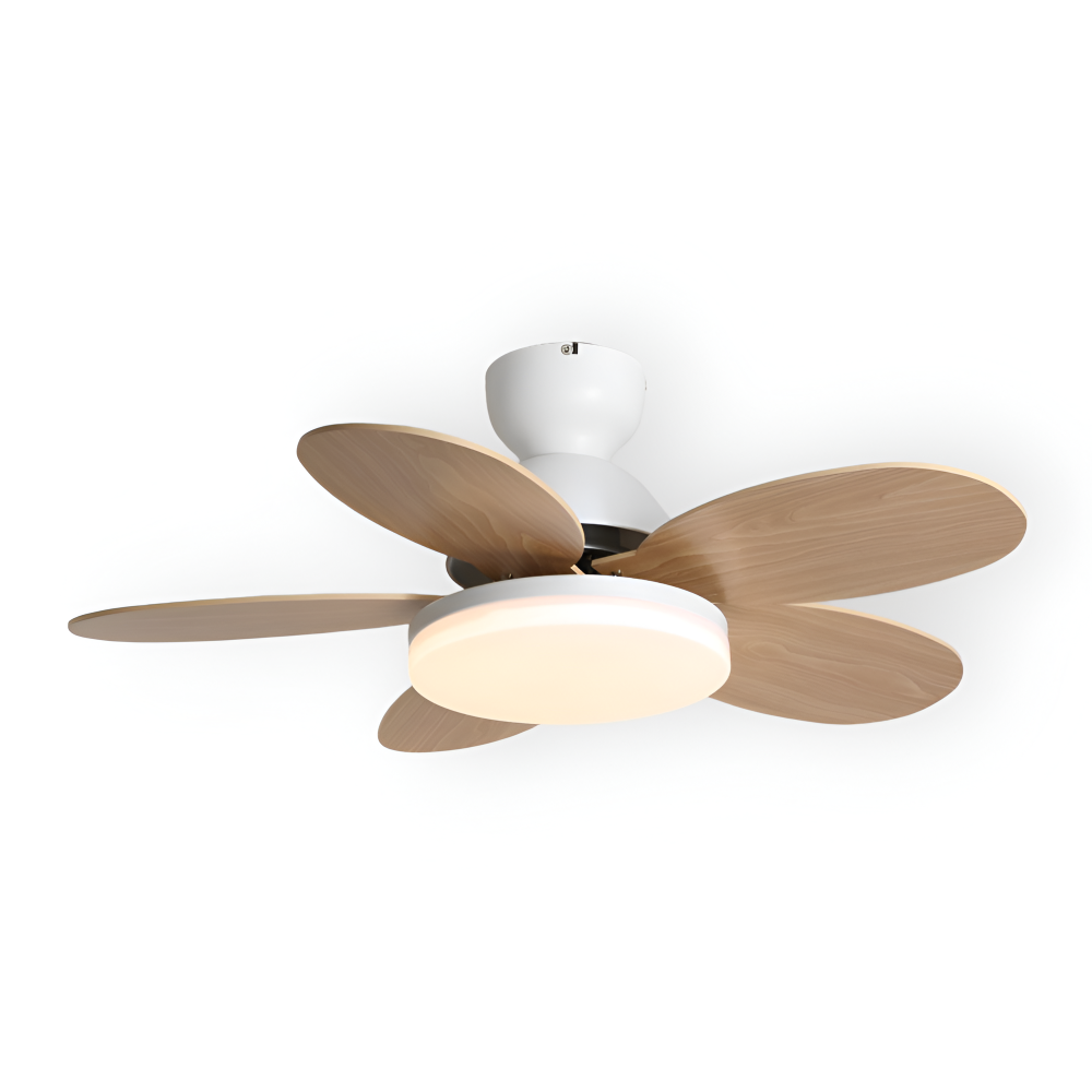 Kolorowy Design Wentylatora sufitowego z Kwiatowym Liściem | Zintegrowane Światło LED