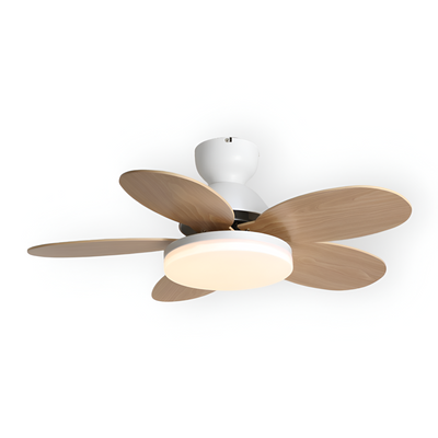 Kolorowy Design Wentylatora sufitowego z Kwiatowym Liściem | Zintegrowane Światło LED