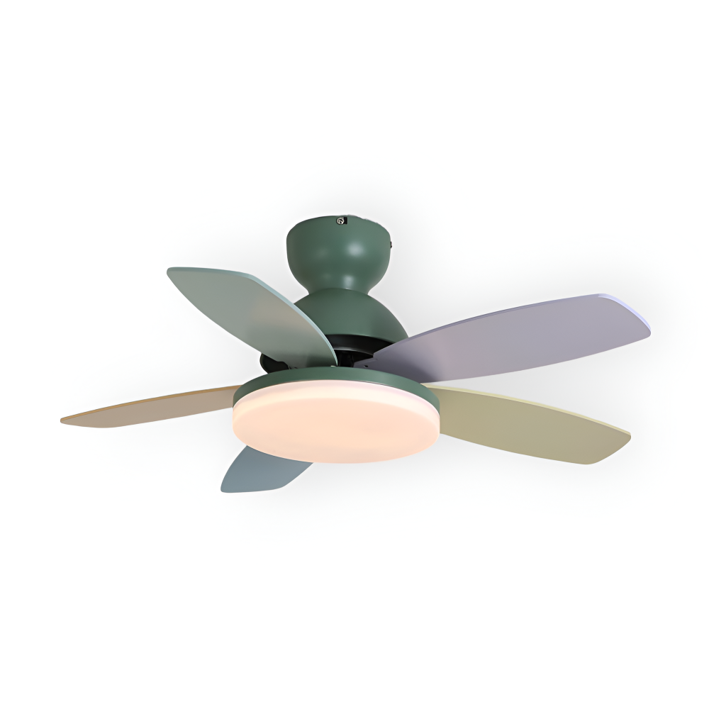 Kolorowy Design Wentylatora sufitowego z Kwiatowym Liściem | Zintegrowane Światło LED