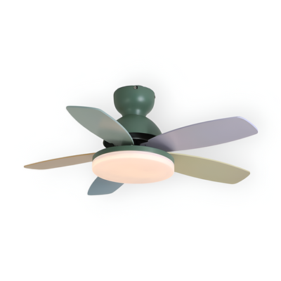 Kolorowy Design Wentylatora sufitowego z Kwiatowym Liściem | Zintegrowane Światło LED