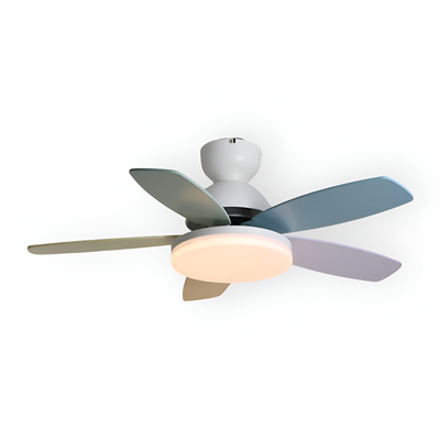 Kolorowy Design Wentylatora sufitowego z Kwiatowym Liściem | Zintegrowane Światło LED