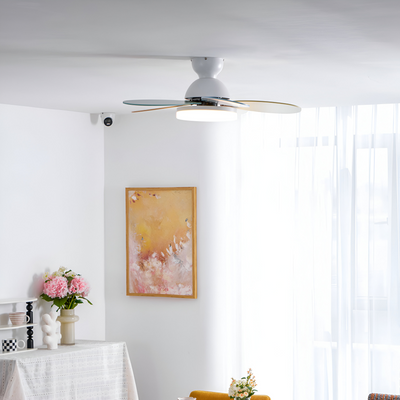 Kolorowy Design Wentylatora sufitowego z Kwiatowym Liściem | Zintegrowane Światło LED