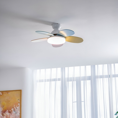 Kolorowy Design Wentylatora sufitowego z Kwiatowym Liściem | Zintegrowane Światło LED