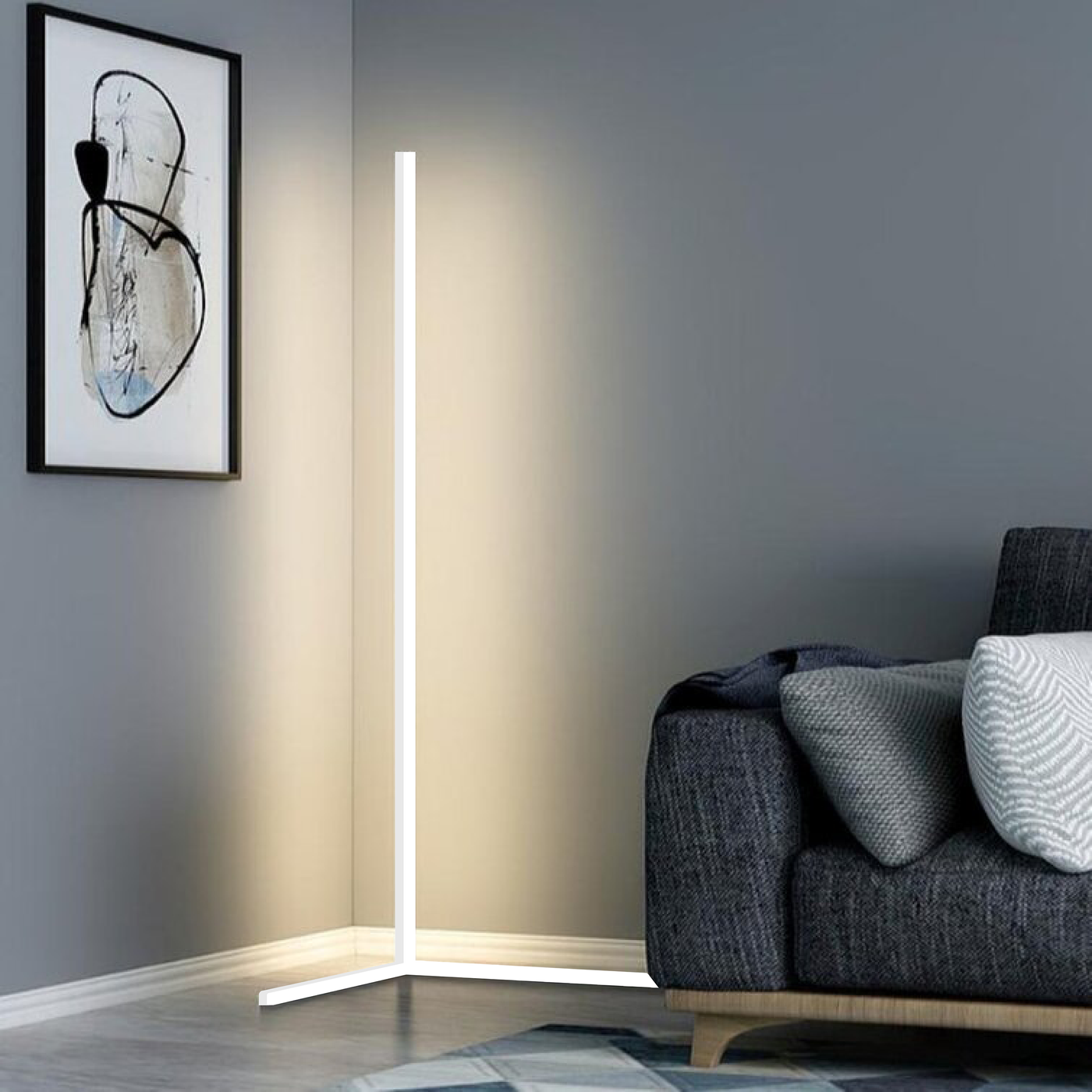 CornerGlow Lampa Led Do Rogu | Minimalistyczna Lampa Podłogowa Z Aluminium