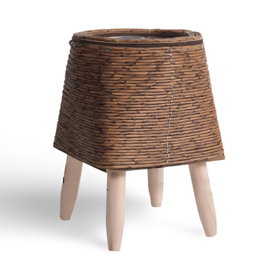 Doniczka FauxWicker | Ręcznie Wykonana Rustykalna Doniczka Rattanowa - Dekoracyjny Kosz na Kwiaty