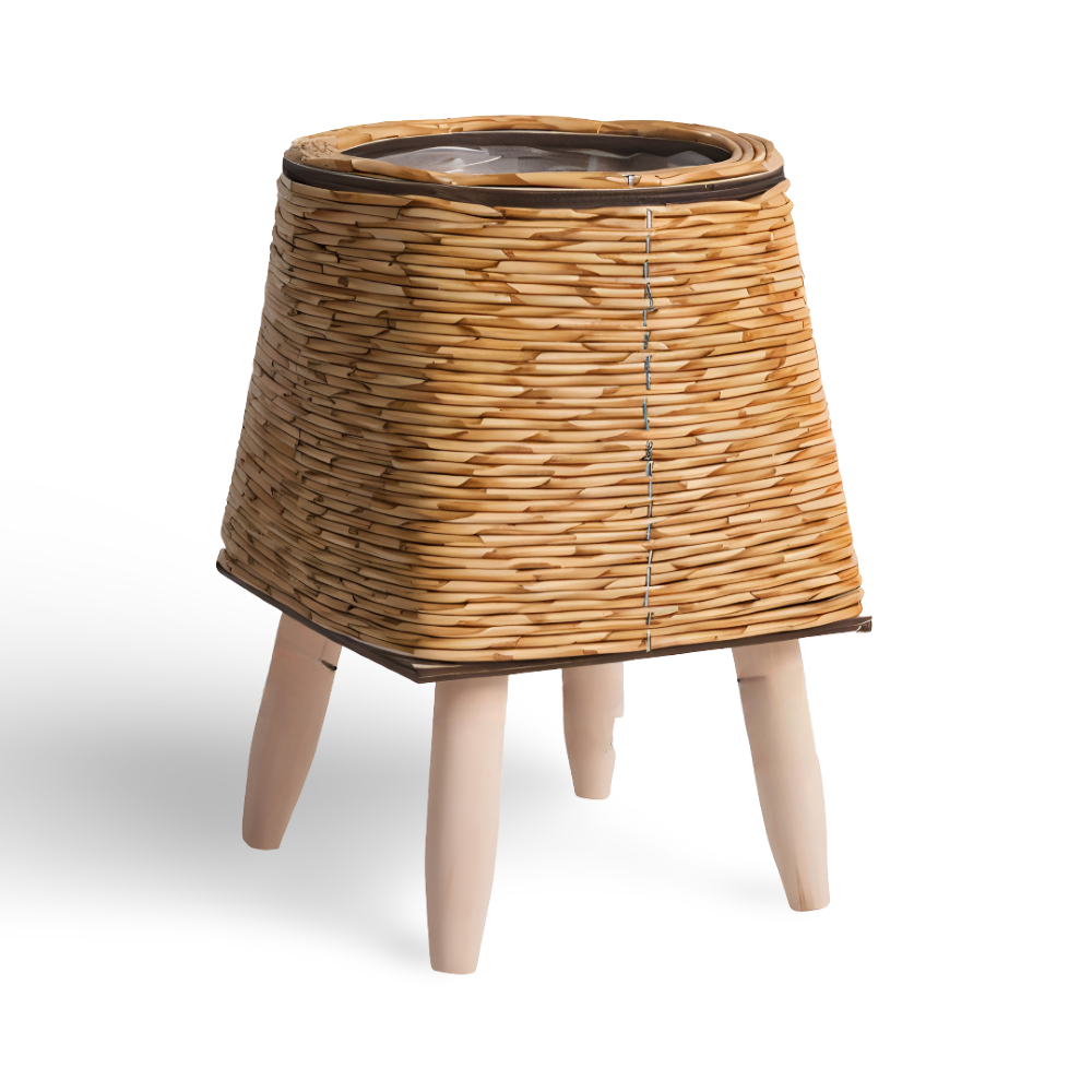 Doniczka FauxWicker | Ręcznie Wykonana Rustykalna Doniczka Rattanowa - Dekoracyjny Kosz na Kwiaty