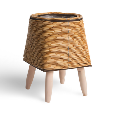 Doniczka FauxWicker | Ręcznie Wykonana Rustykalna Doniczka Rattanowa - Dekoracyjny Kosz na Kwiaty