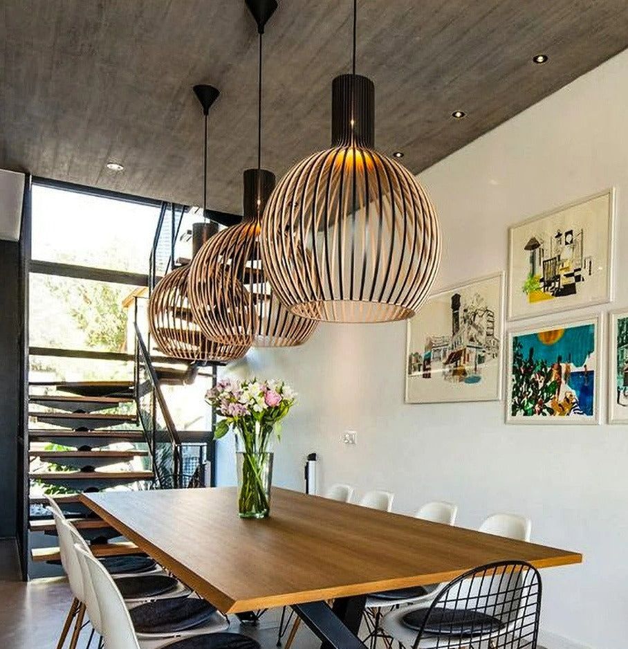 Drewniana Lampa Wisząca | Ręcznie Robione Nowoczesne Oświetlenie z Drewna