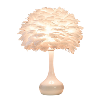 Lampa Nocna Fjer Wazon Nordycka | Oświetlenie Stołowe z Jedną Żarówką do Dekoracji Sypialni