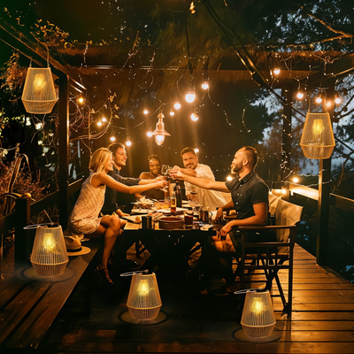 Lampa Słoneczna CageRattan | Lampa Słoneczna Z Bambusa - Lampa Wisząca Wodoodporna