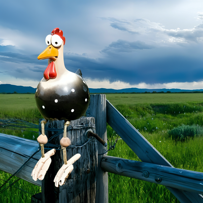 Figurka Kury z Dużymi Oczami | Odporna na Warunki Atmosferyczne Ręcznie Wykonana Żywica - Kura do Ogrodu