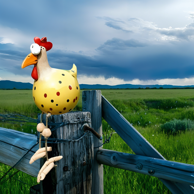 Figurka Kury z Dużymi Oczami | Odporna na Warunki Atmosferyczne Ręcznie Wykonana Żywica - Kura do Ogrodu