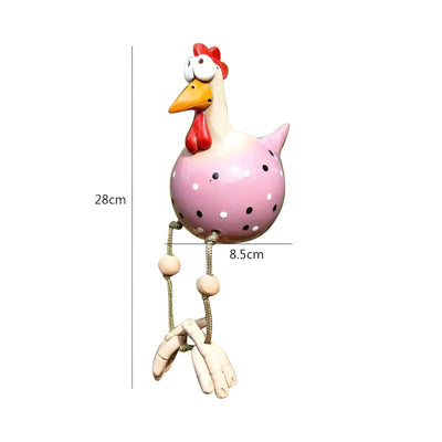 Figurka Kury z Dużymi Oczami | Odporna na Warunki Atmosferyczne Ręcznie Wykonana Żywica - Kura do Ogrodu