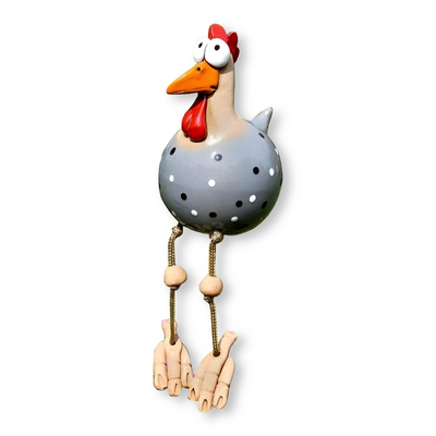 Figurka Kury z Dużymi Oczami | Odporna na Warunki Atmosferyczne Ręcznie Wykonana Żywica - Kura do Ogrodu